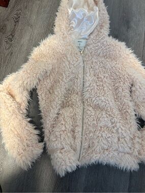 Forever 21 Plush Faux Fur Hooded Jacket - Blush Pink